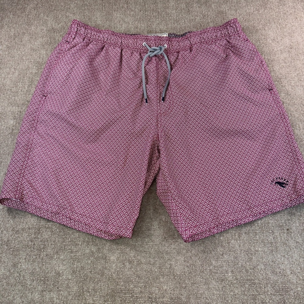 Ted Baker London Mens Burgundy Geometric Lobster Swim Trunks Size 5 XL